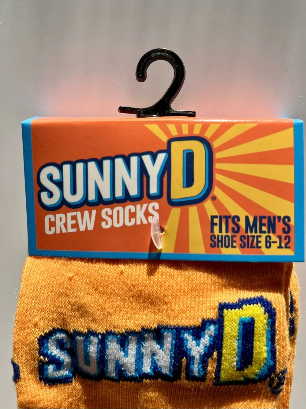 Sunny D Unisex Novelty  Crew Socks - Orange with Blue and Yellow Accents